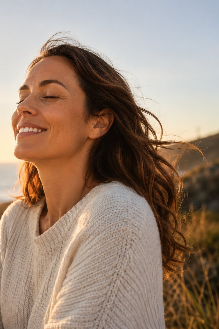A rested, healthy patient at sunset