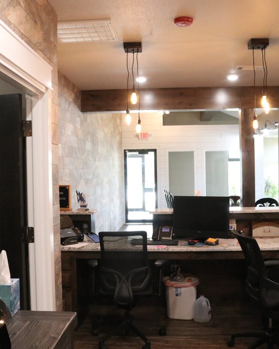 The front office at Valley Family Dental, where the team works in urgent same-day patients
